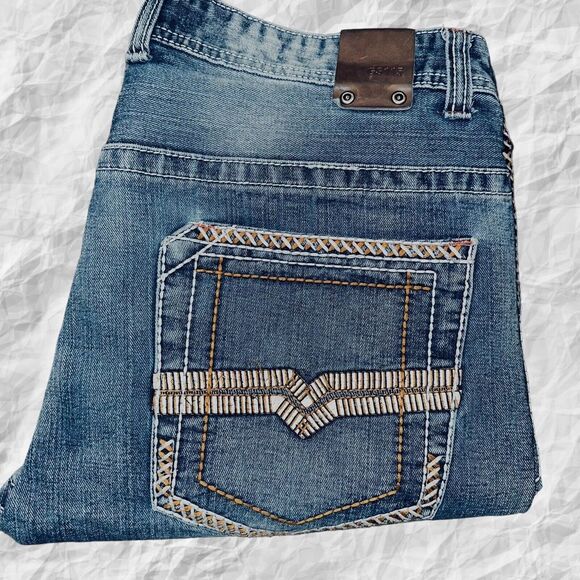 GS 115 Mens Size 36X33(actual Inseam 31) Bruce Slim Fit Thick Stitched Blue Jean - Picture 1 of 12